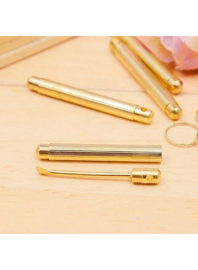My souq store:Metal Earwax Removal Tool with Protective Case - Gold-Tone Reusable Ear Pick - Image 4